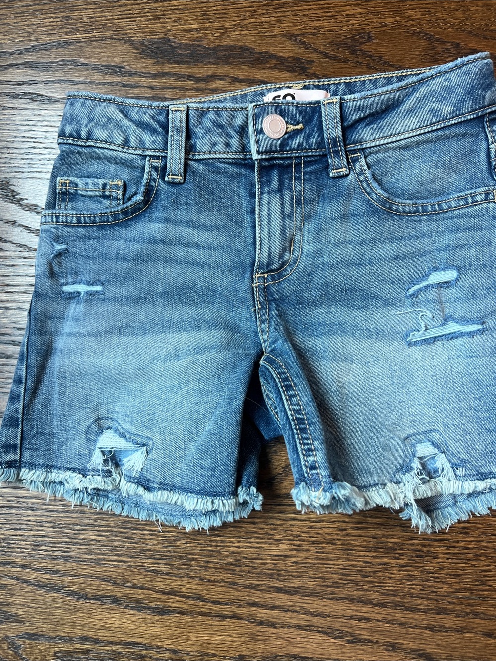 SO Girls Distressed Denim Jean Shorts - Blue